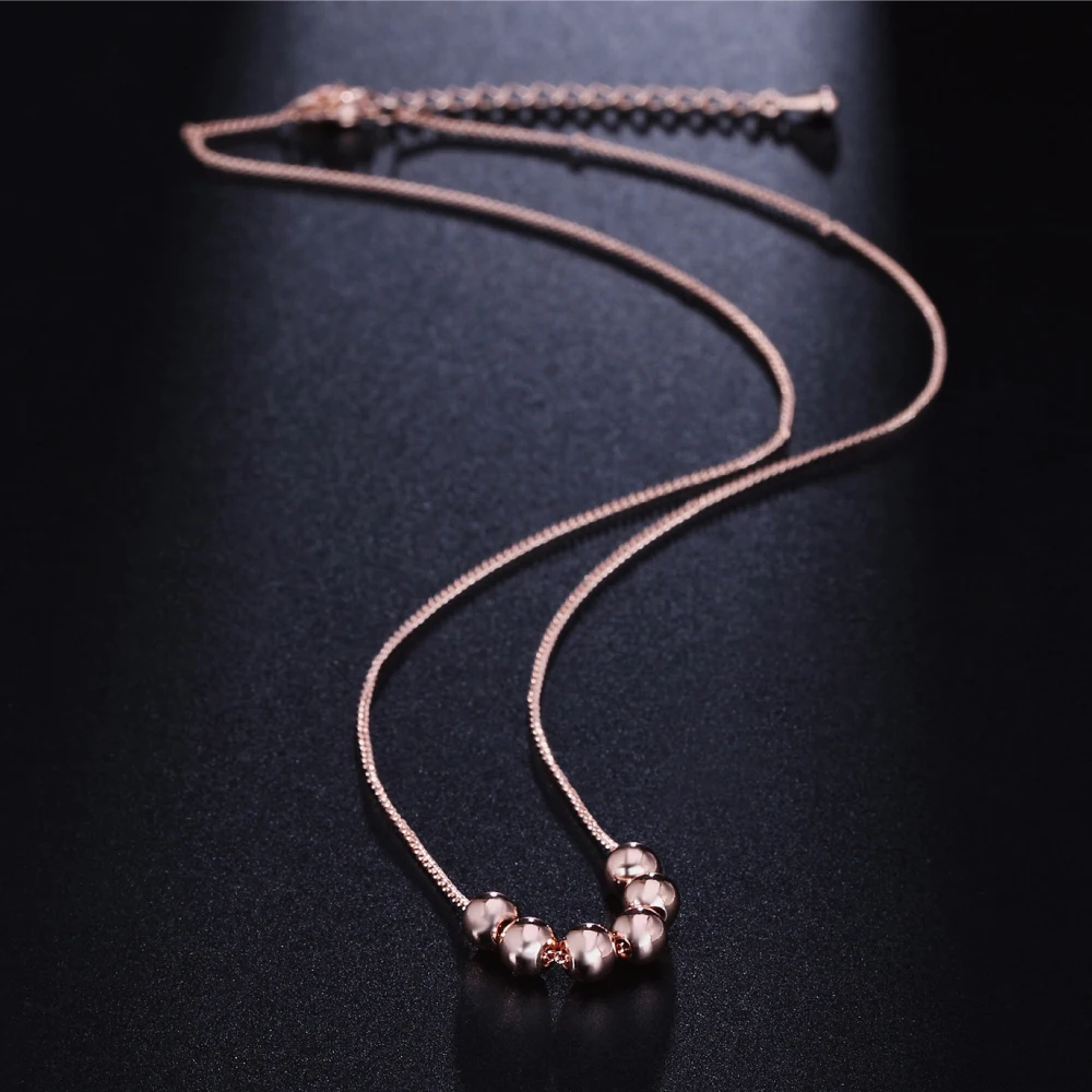 Small Bead Ball Rose Gold Color Pendant Necklace Jewelry CZ Crystal Wedding Gift For Women Top Quality ZYN267 ZYN268