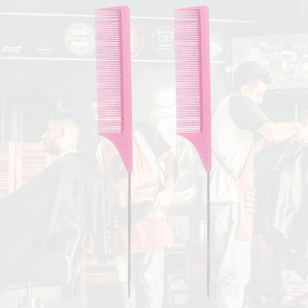 

2 pcs Pintail Stainless Steel Tail Comb For Hairdressing Salon Home Barber Hair Combs Teasing Pick Rat Tail Comb