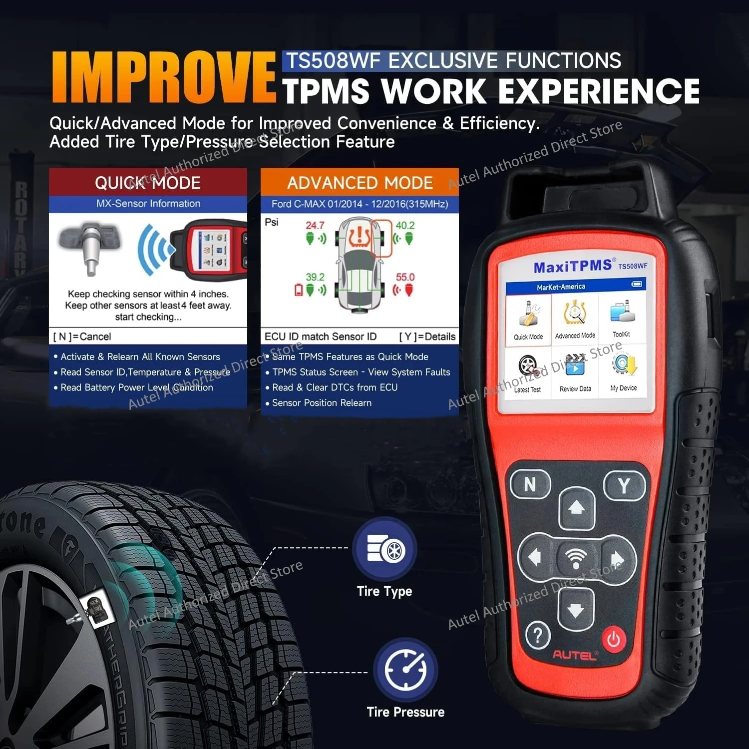 Picture 8: Autel MaxiTPMS TS508WF TPMS Programming Diagnostic Tools Code Reader TPMS System Health Check, Program MX-sensor, TPMS Relearn