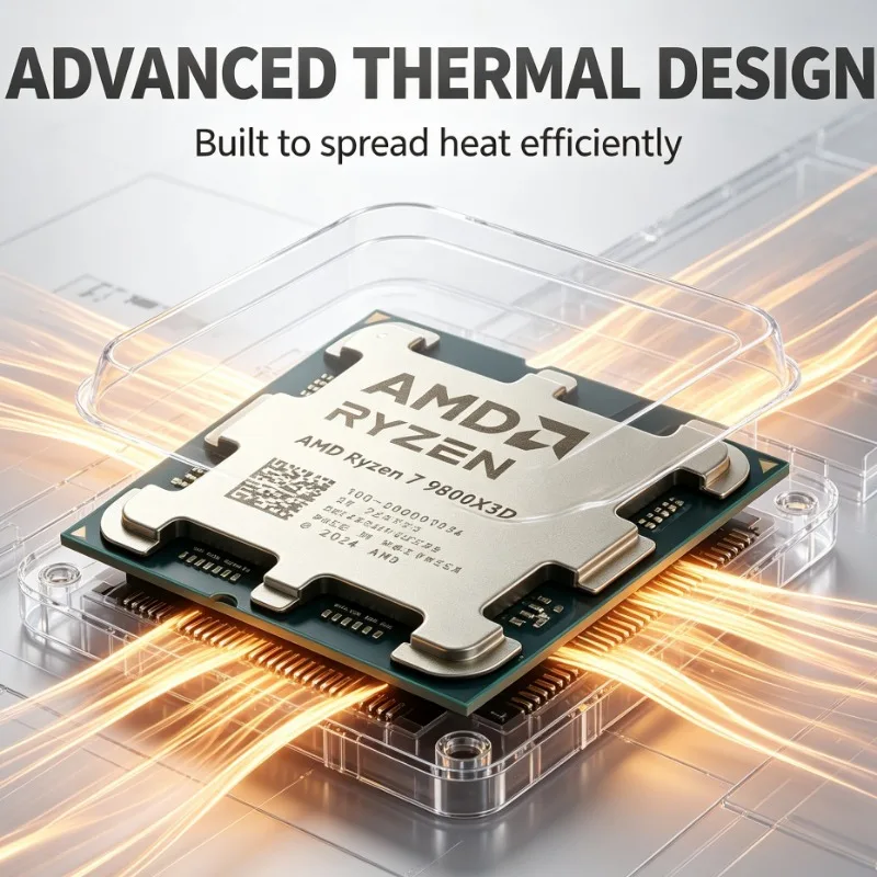 AMD Ryzen 7 9800X3D PC Processor 8C16T 4.7GHz 96MB L3 Cache 4NM 120W Socket AM5 DDR5 Desktop Gaming No Fan