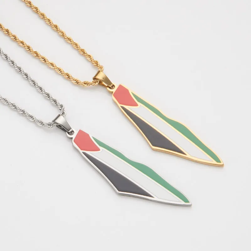 HNSP Palestine Flag Series Stainless Steel Pendant Chain Necklace For Women Men Jewelry Accessories Palestinian