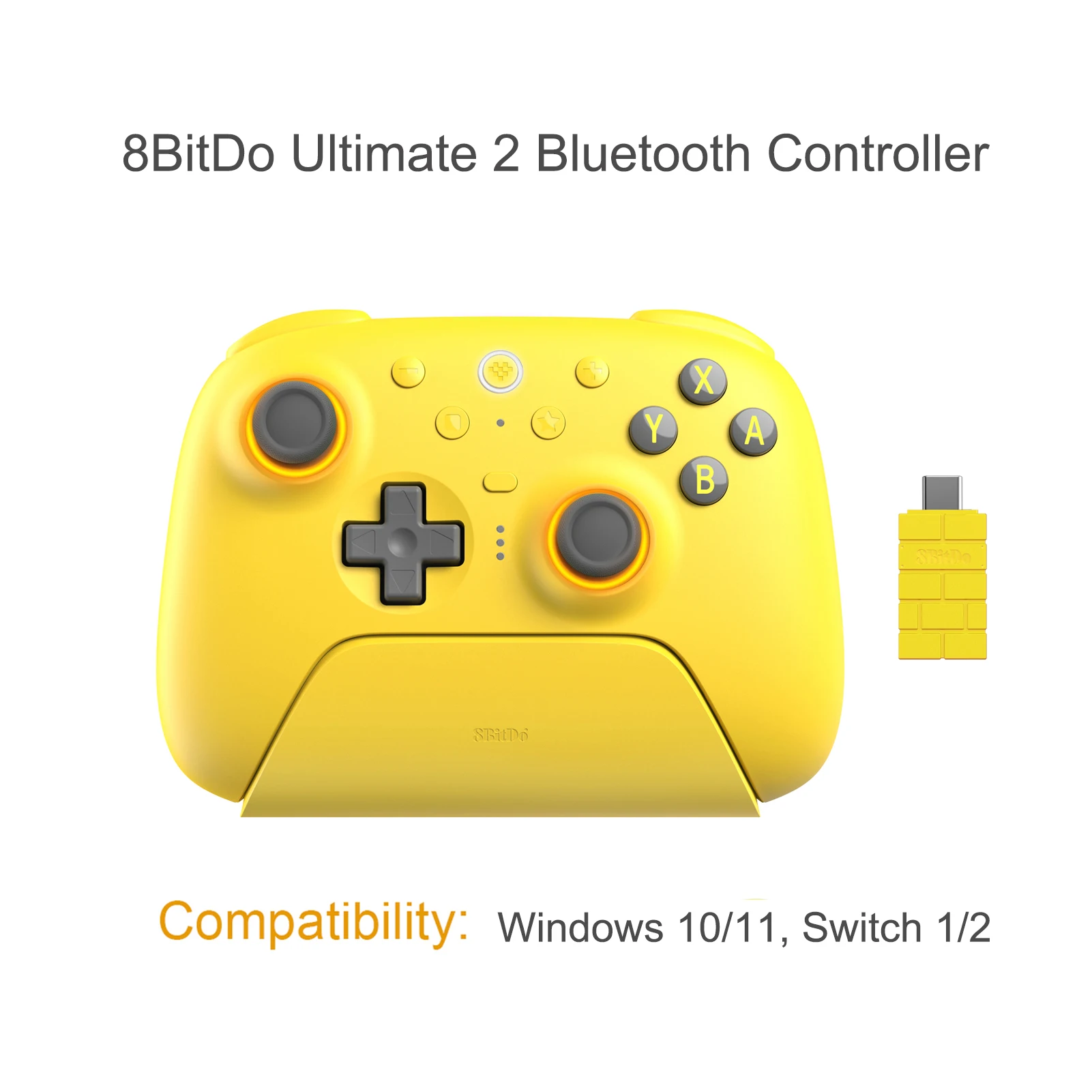 8BitDo - Ultimate 2 Wireless Bluetooth Controller with Charging Dock TMR Joysticks & 8Speed for Nintendo Switch 1/2,PC,Windows