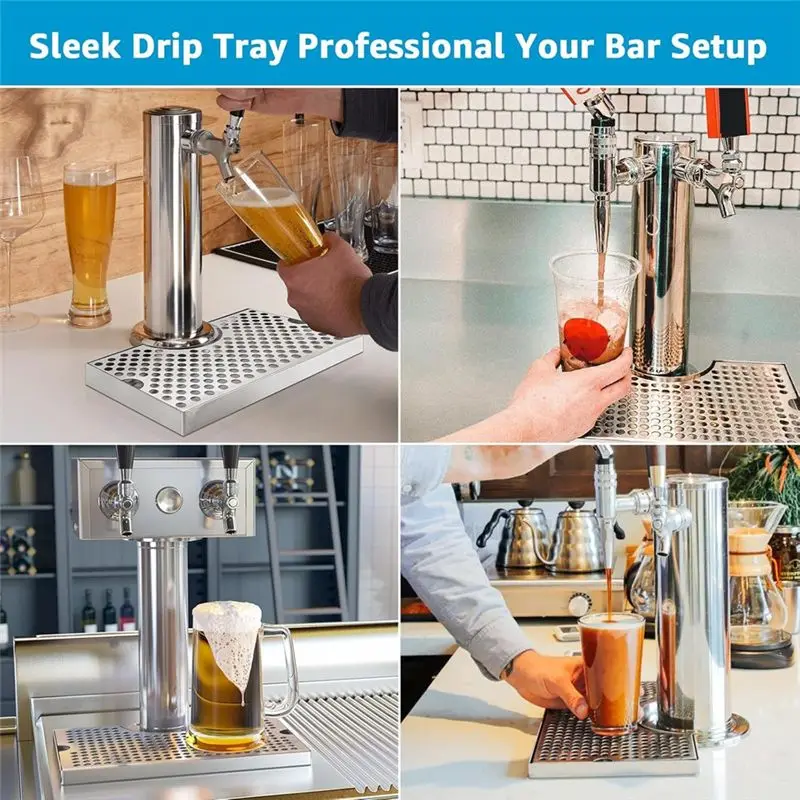 J1UL1N Beer Drip Tray For Kegerator, Stainless Steel Kegerator Drip Tray Beer Drip Tray For Beer Tap Cutout Kegerator