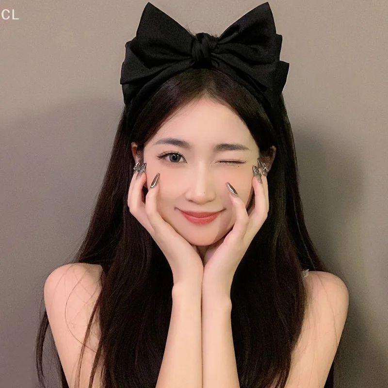 

Изящная черная повязка для волос с бантом; Женский аксессуар, вдохновленный корейскими модными тенденциями головного убора