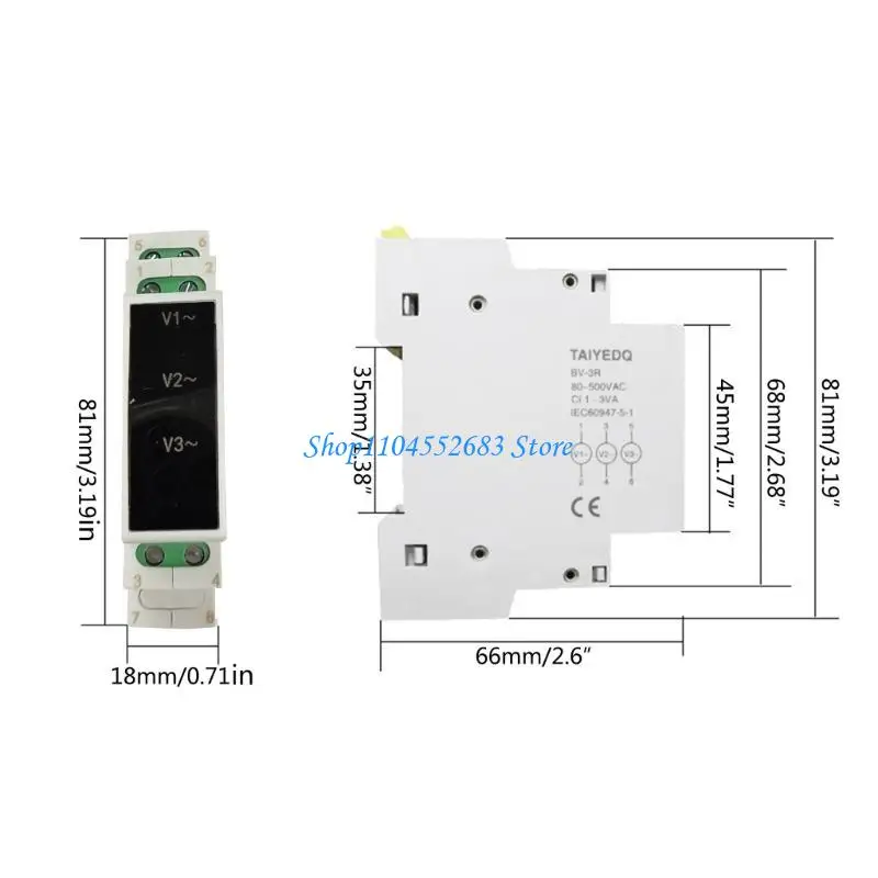 

Y6GD Meter Tester Monitor- Three Phase Din Mount AC80V-500V Voltmeter Gauge LED Digital Display Detector-