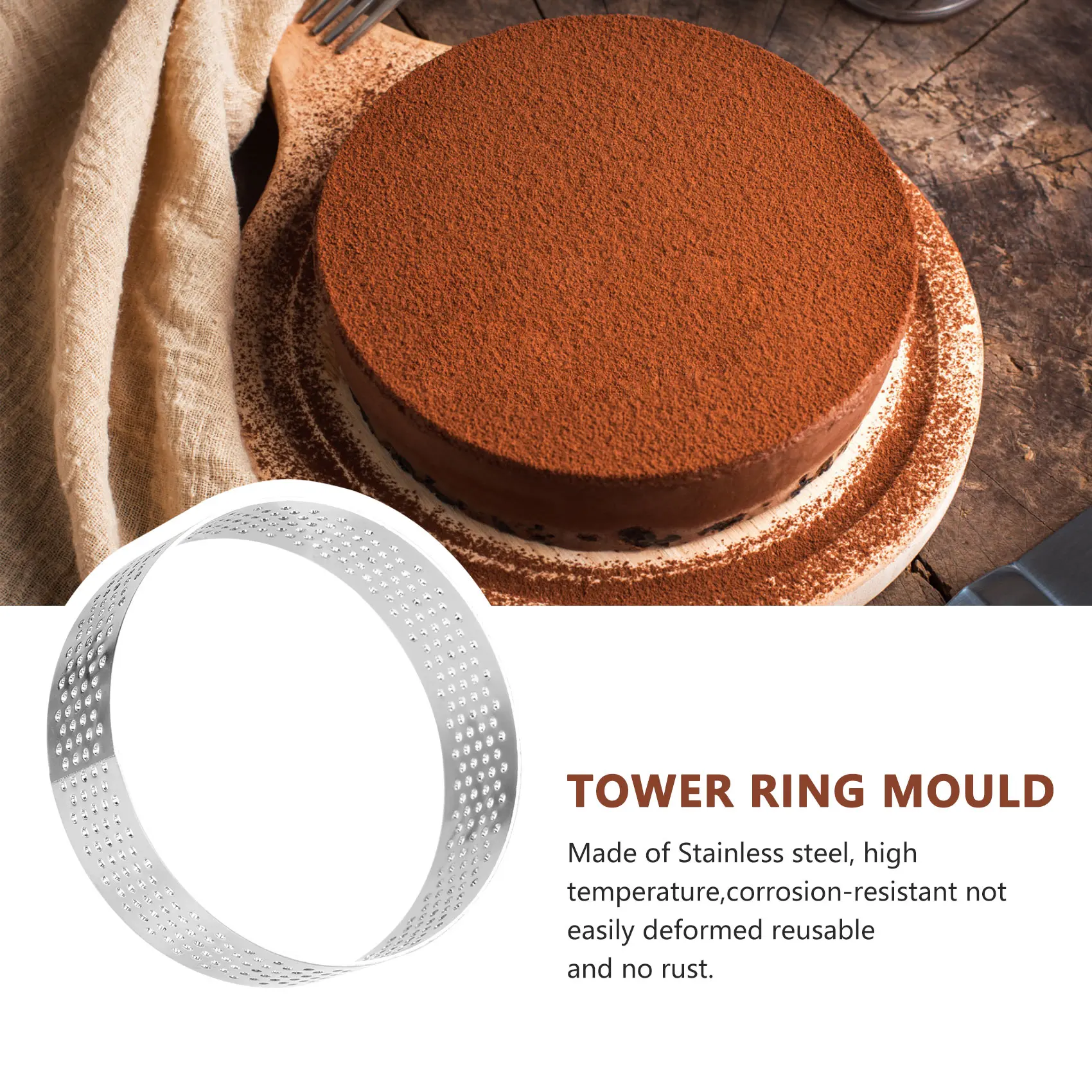 Molde Circular de acero inoxidable para tartas y Mousse, 10 piezas, con agujeros, 7cm