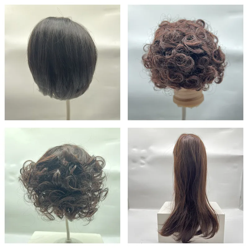 

Short Brown Hair Wig for Reborn Doll BJD Doll Fashion Curly Hair Fits Doll Head Circumference About 37cm/40--44cm DIY Doll Hair