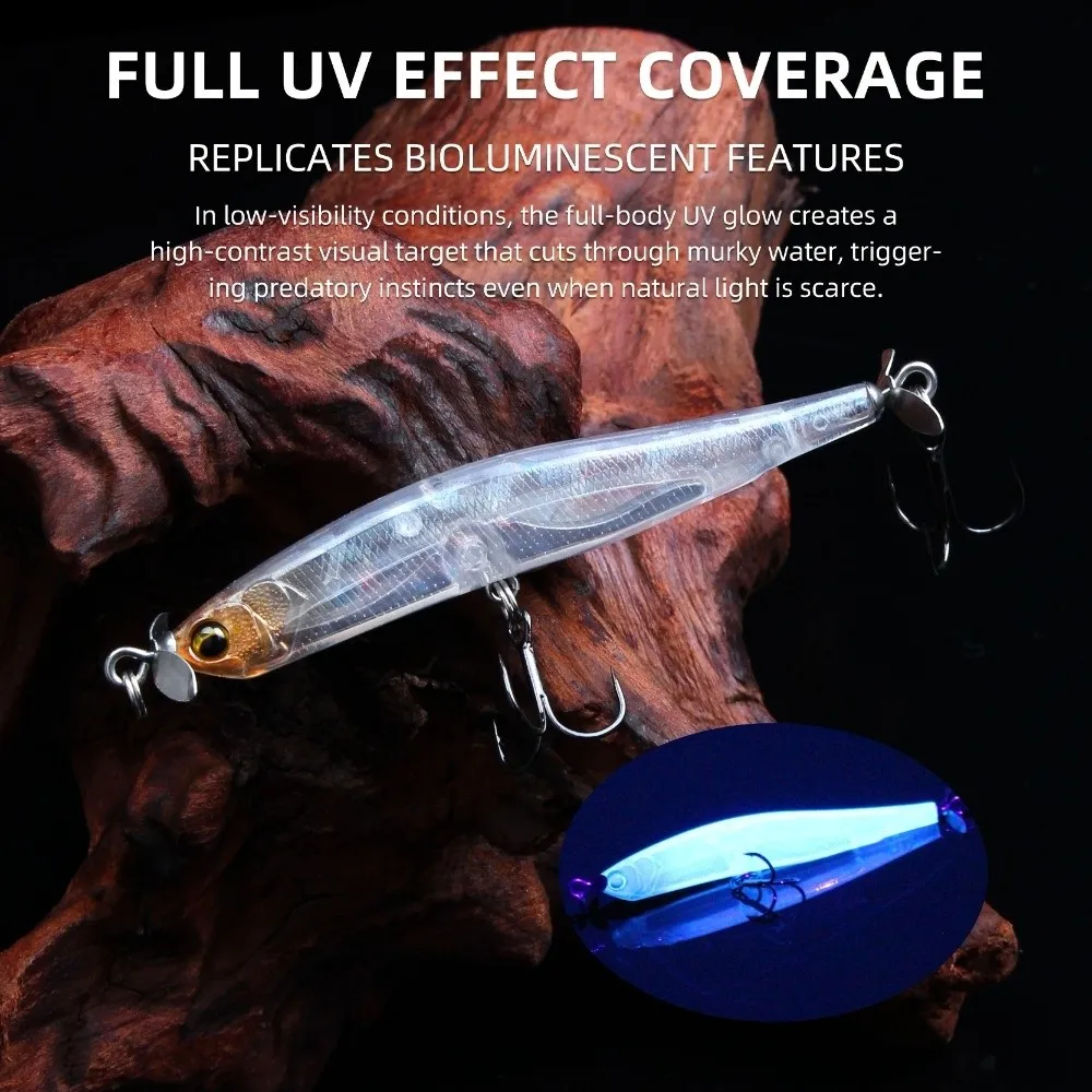80mm Length Sinking Pencil Lure 9.7g Weight Spinnerbait Design Spinning Fishing Lure Wobbler Action Propeller Blade