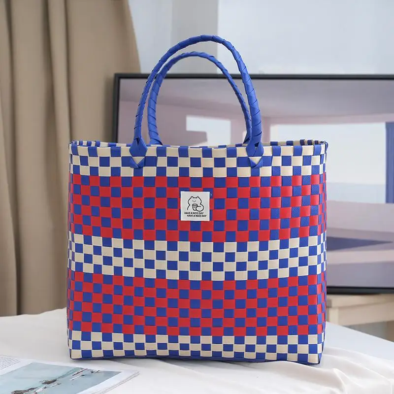 

Mstand Large Capacity Woven Basket Handbag Summer Picnic Women's Handbag Spring Outing Portable Bag Korean Style Soft Handle