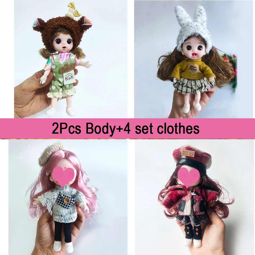6inch Pointed Ball Joint Doll 4pcs Fashion Clothes Birthday Gift Diy Makeup Toy Valentine's Day Gift Desktop Dress Up Ornament