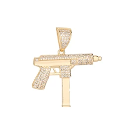 Original Hip-hop Submachine Gun Pendant Inlaid With Zircon High-grade Copper Material, Fade Resistant Creative Rap Essential