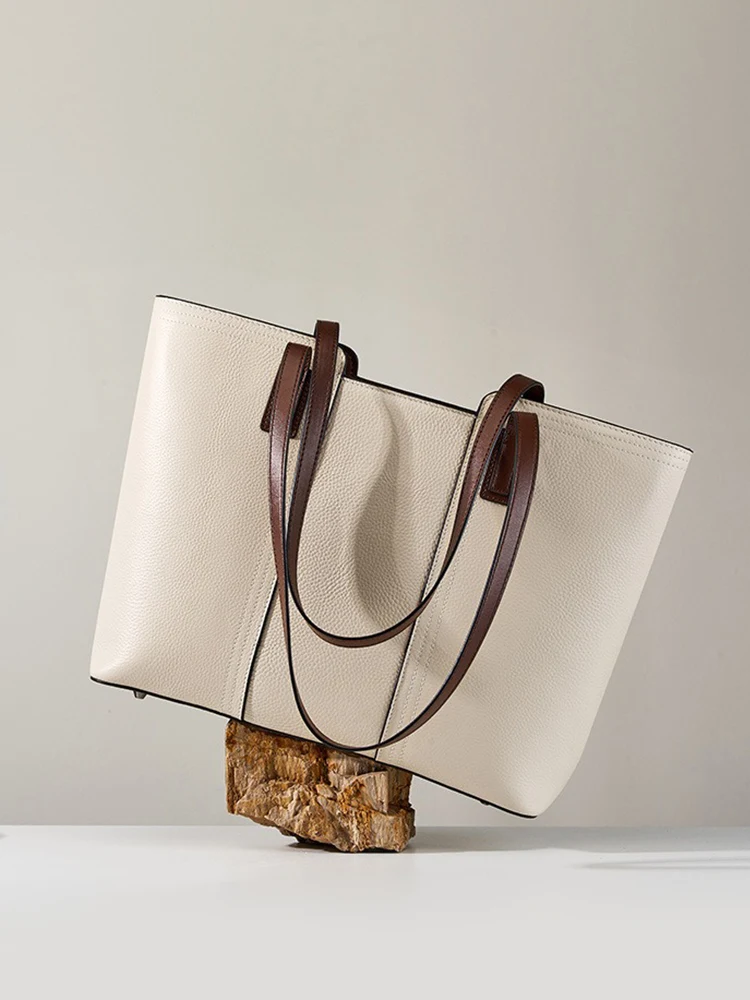 حقيبة حمل كبيرة من الجلد الطبيعي للركاب ، حقيبة يد كلاسيكية ، جيب للمتسوقين ، محفظة بيج ، جديدة