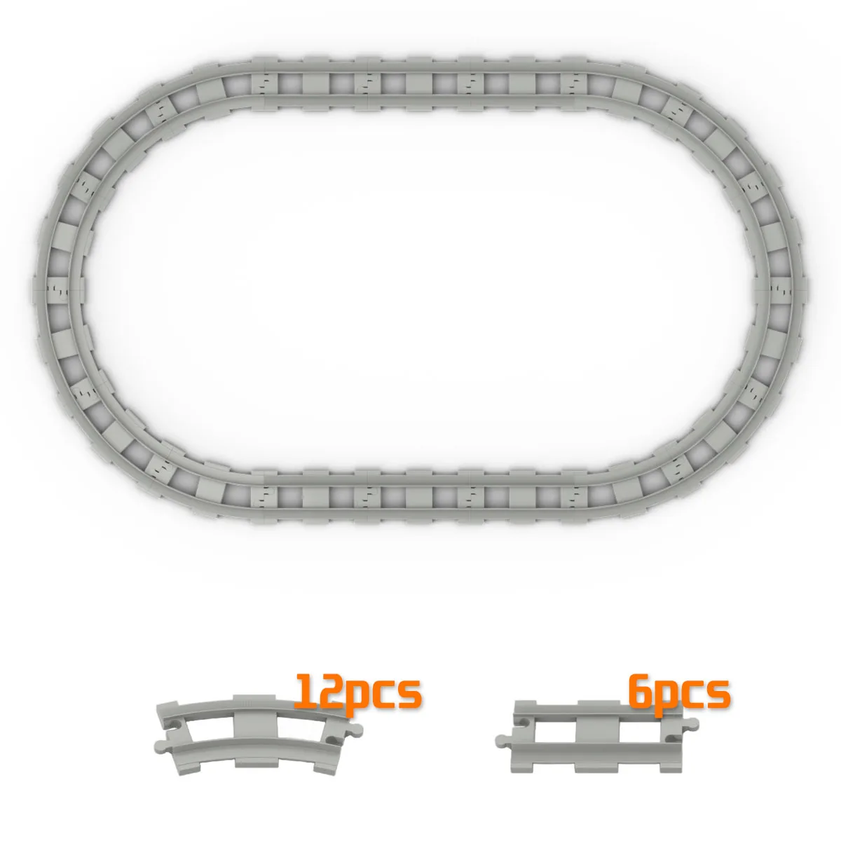 Big Building Block Light Gray Railroad Track Compatible Duplo Trains Parts kit Platform Curved Track Toy Set For Children\'s Gift