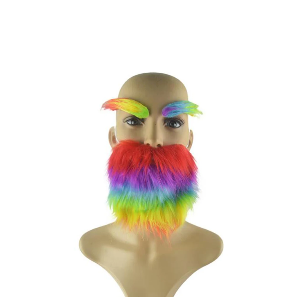 

Rainbow Beard Eyebrows Halloween Props Costume Accessories Colorful Party Supplies Masquerade Decorations Fun Festival Safe