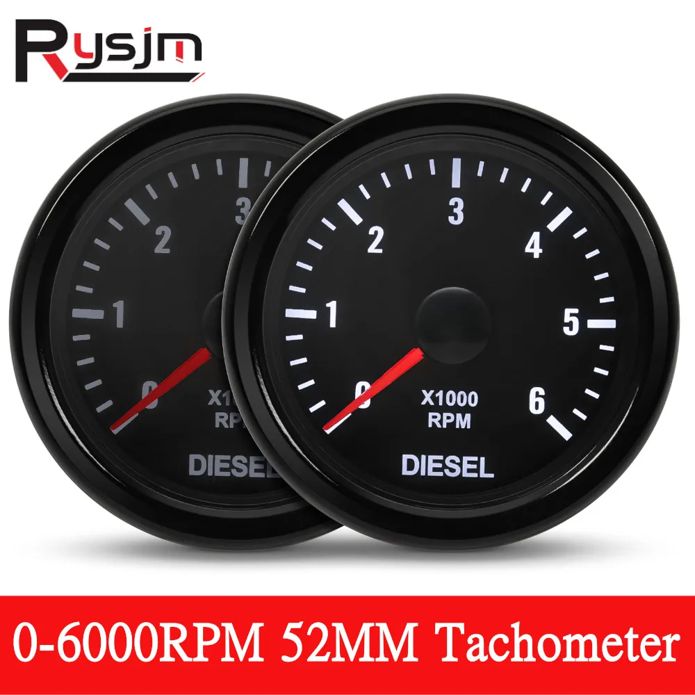 

Custom 52MM 2'' Tachometer 0-6000 RPM Electrical Tacho Meter Gauge With White Backlight For 1-20 Cylinder Diesel Car 12V