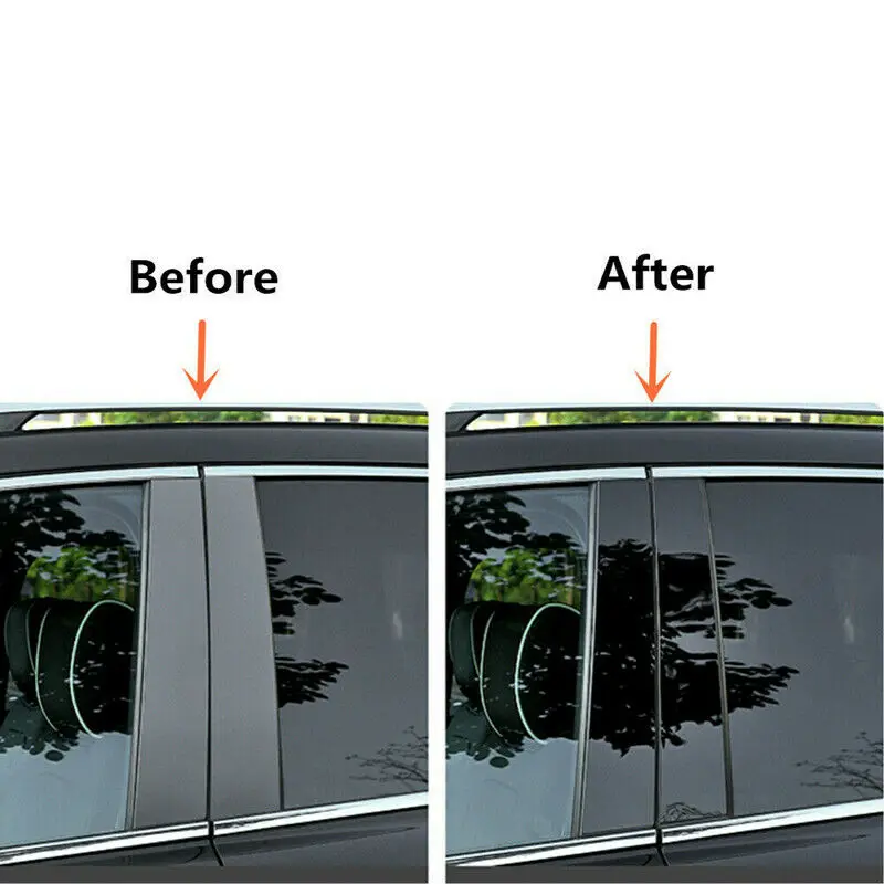 6pcs/Set Car Door Window Pillar Posts Glossy Black Molding Cover Trim For Audi A4 B8 B8.5 S4 2009 2010 2011 2012 2013 2014 2015