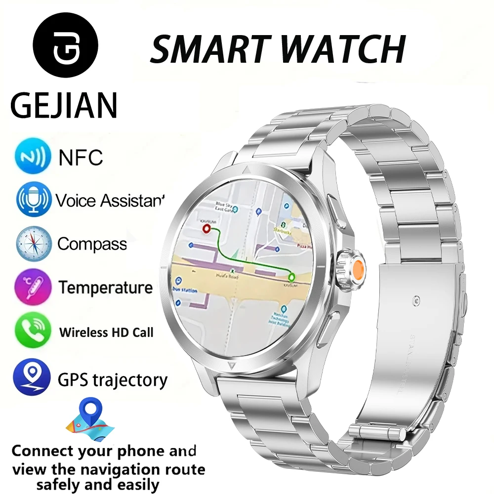 

GEJIAN 2025 Новые Смарт-часы NFC Мониторинг сердечного ритма Компас Bluetooth Вызов GPS Траектория движения Динамический остров Смарт-часы
