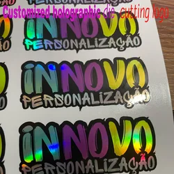 Personalized company logo die-cutting holographic material sticker shape birthday/wedding stickers/design your own stickers