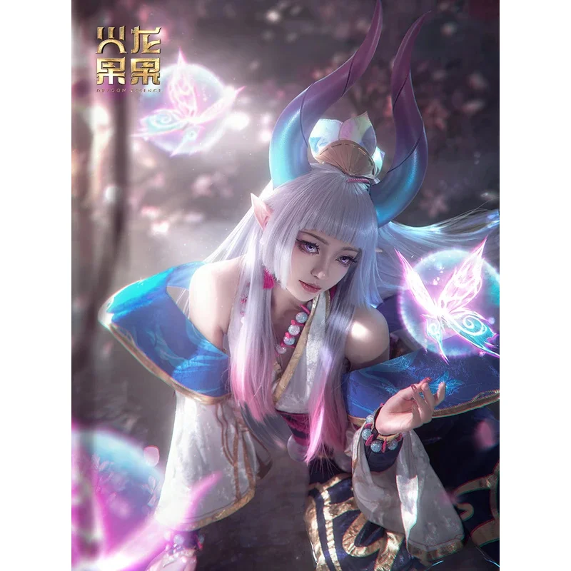 CySSGame روح زهر سيندرا تأثيري حلي الدعاوى مجموعة كاملة سيندرا كوس قرون الباروكات الشعر أنيمي زي للنساء حفلة الهالوين