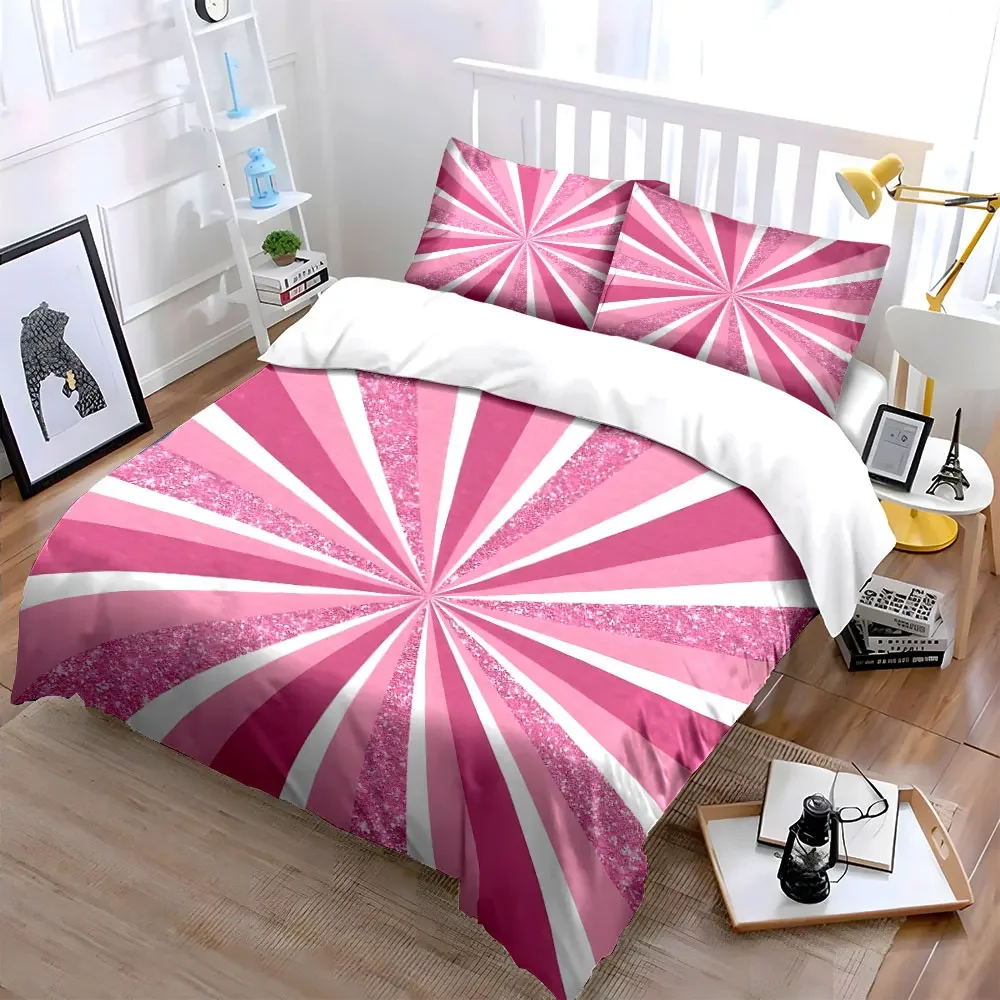 Pink Glitter Decorative Set Soft Comfortable Duvet Cover Bedding Set Included 1*Duvet Cover & 2*Pillowcases, gift