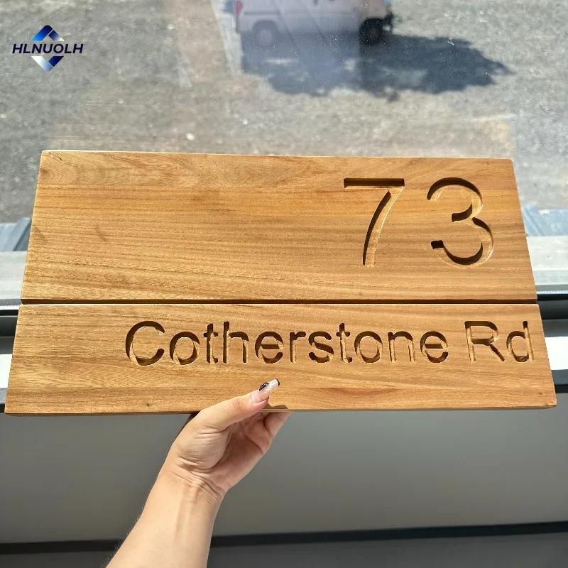 Personalized Design Door Sign Custom Wooden House Numbers Sign Address Plaque Laser engraving Letter Home Outdoor Name Plates