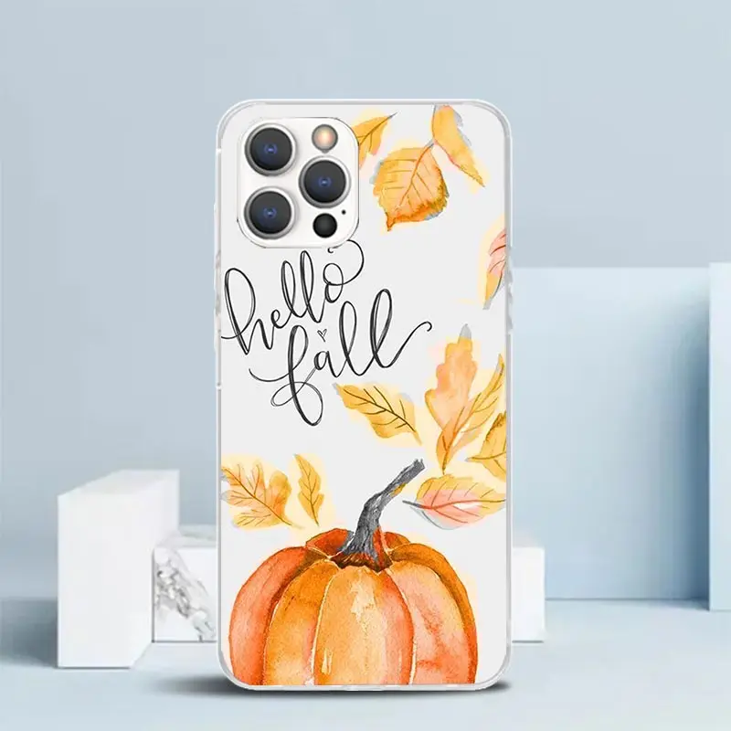 Pumpkin Happy Fall Autumn Phone Case For IPhone 16 15 14 13 12 11 Pro Max Mini XR XS X 7 Plus 8 + SE 2020 Soft TPU Back Cover