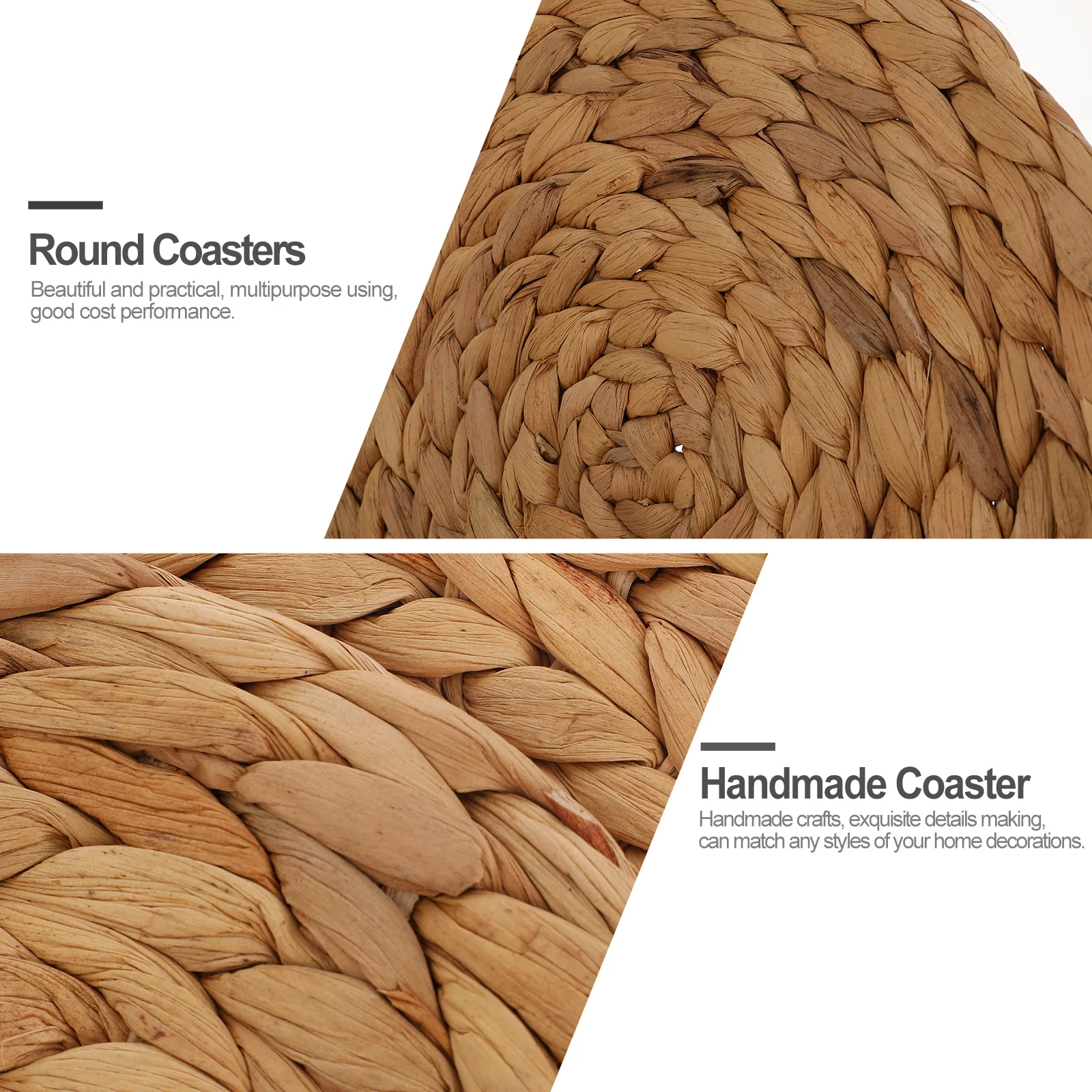 

4Pcs Natural Handmade Round Coaster Straw Cup Mat Heat Resistant Anti-Scalding Heat Insulation for Home Hotel Cup Mat
