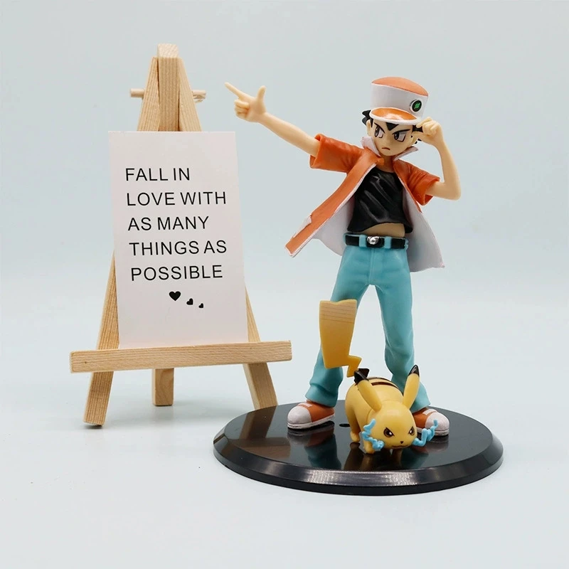 New 14cm Pokemon Anime Figure Ash Katchum Pikachu Keda Duck PVC Statue Collection Desk Decoration Model Toys Kids Birthday Gifts