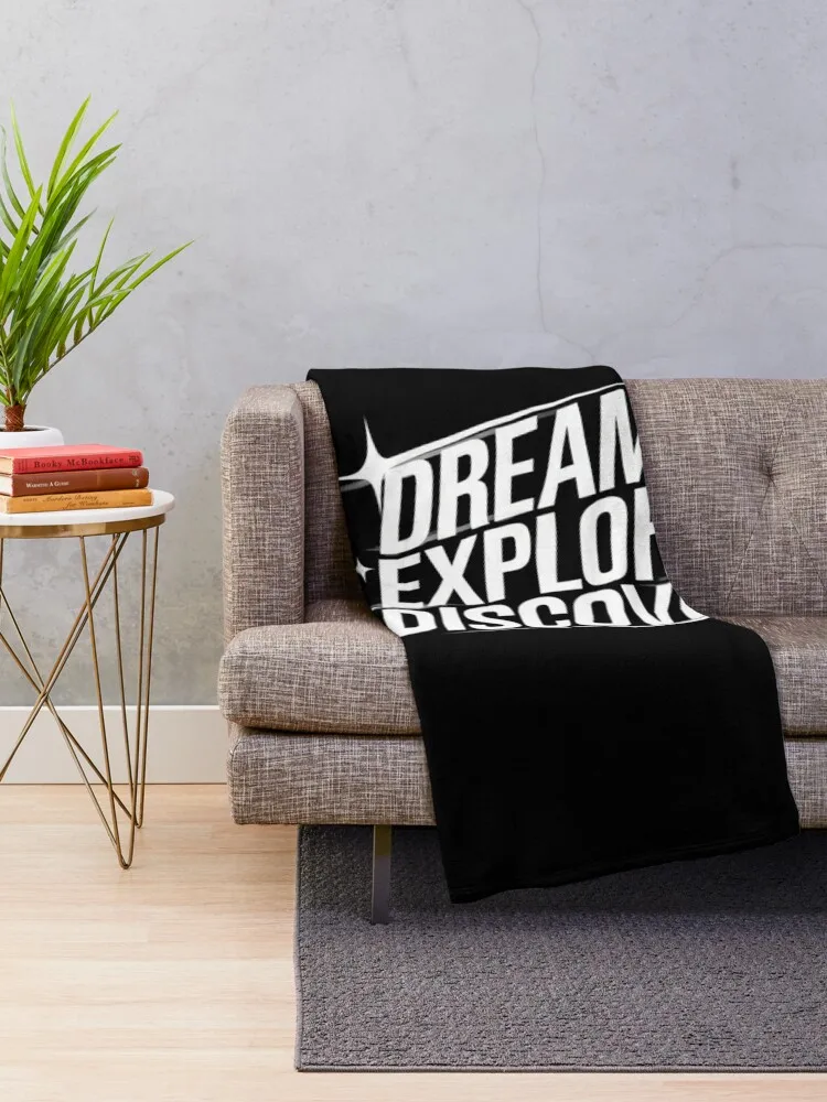 Writing the words Dream.Explore.Discover in a wonderful way Throw Blanket Luxury St Soft Plaid Blankets