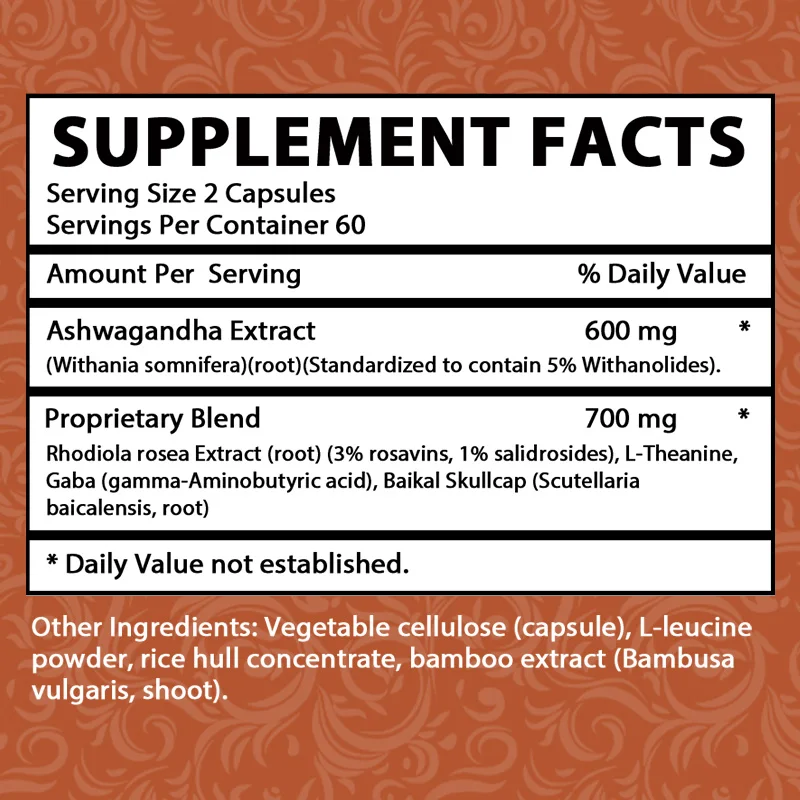 

Organic Ashwagandha Capsules Promote Sleep, Natural Mood Support & Focus Support, Natural Energy Supplement, Unisex