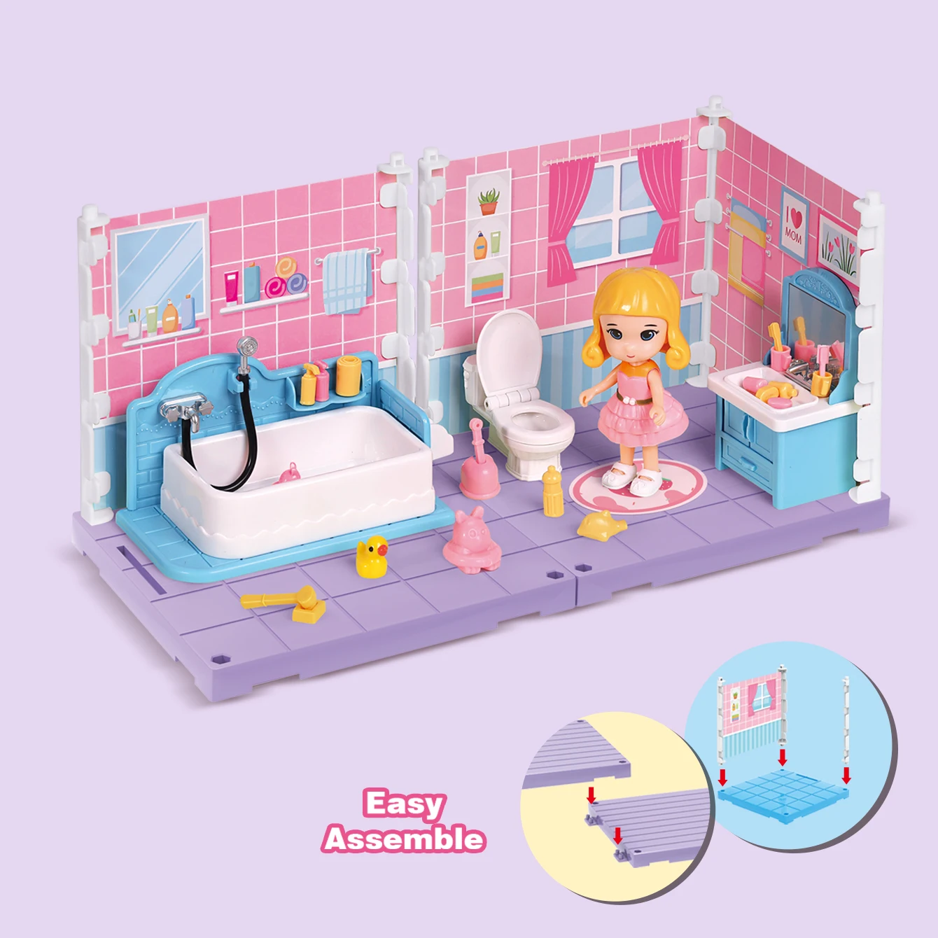 Children's mini simulation bedroom and bathroom furniture, role-playing toys and gift sets