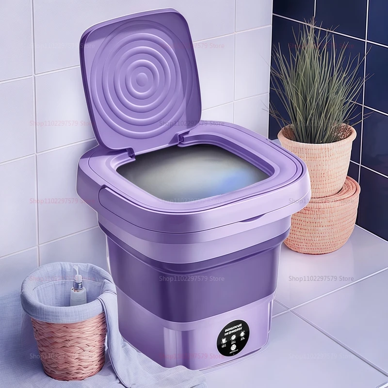 دلو غسالة محمول قابل للطي سعة 8 لتر للملابس والجوارب والملابس الداخلية وتنظيف الأجهزة المنزلية وغسالة السفر المحمولة