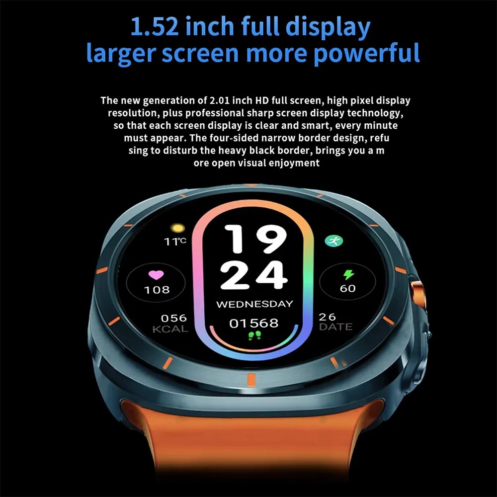 LAXASFIT 2025 ساعة ذكية جديدة 1.52 بوصة AMOLED بلوتوث دعوة رسالة تنبيه الرياضة في الهواء الطلق ساعة ذكية الرجال النساء هدية عيد