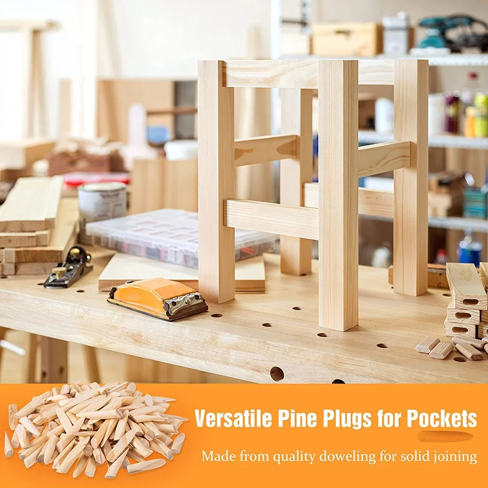 ABFA Solid Wood Pocket Hole Plugs Wood Pine For Pocket Hole Jig Woodworking Tool (100 Pieces)