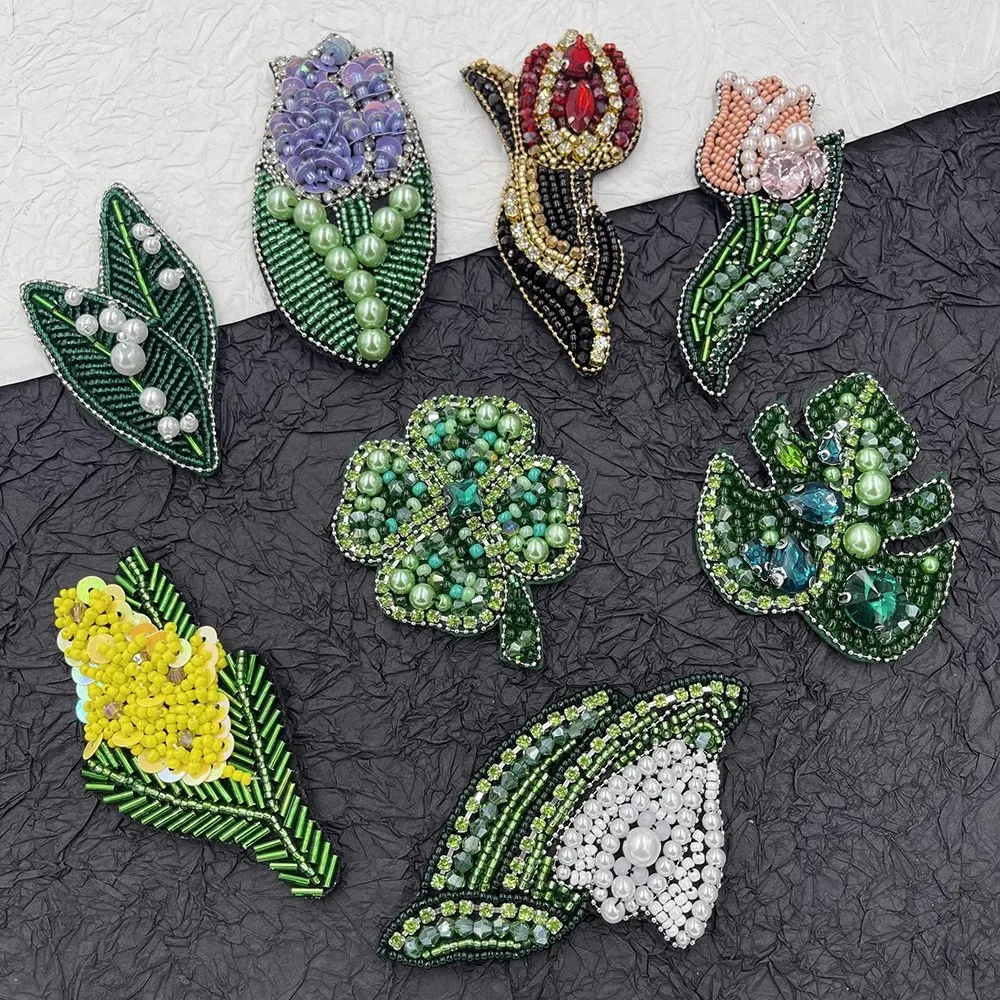 High-Grade Hand-Sewn Patch Clothing Flower Pattern Conch Sequins Beaded Decorative Patch Applique DIY Jewelry Hats Accessories