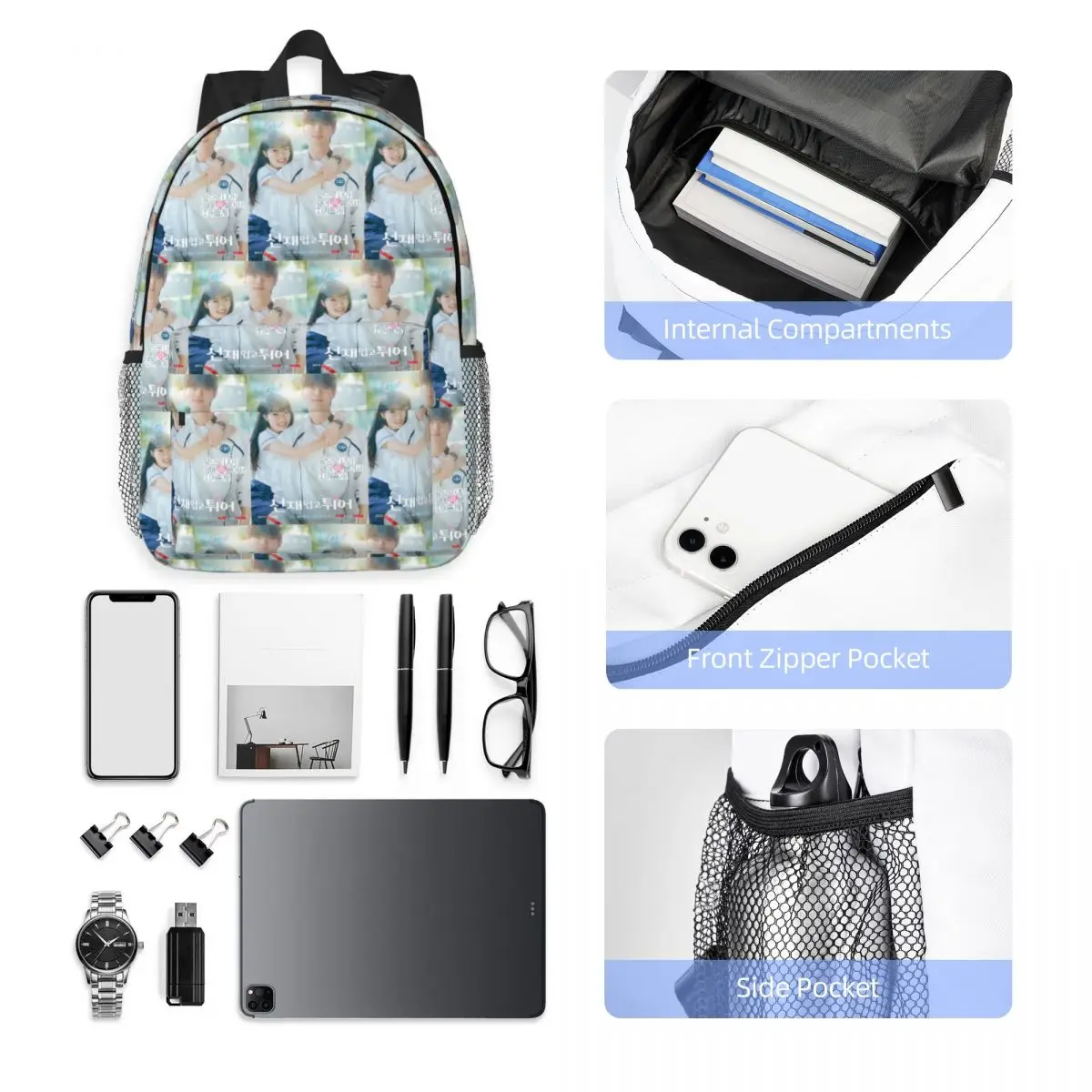 Lovely Runner Kdrama Poster Backpack Student Boys Girls BookBag Men Women School Bag Laptop Shoulder Bags