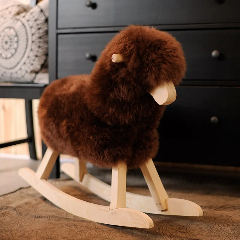 Rocking horse children's chair Nordic solid wood adult dual-purpose gift model room decorative chair