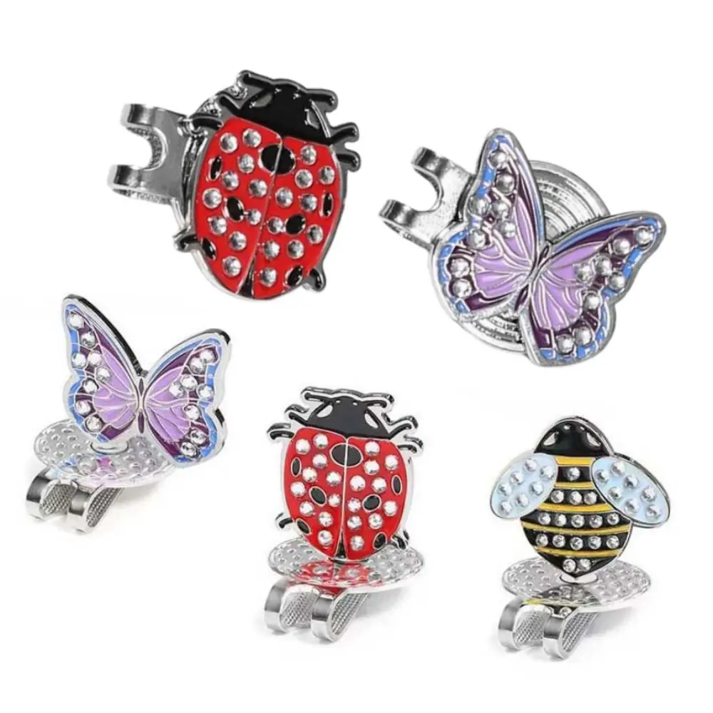 

Зажим для кепки для гольфа в форме бабочки, насекомое, пчела, магнитная метка для мяча для гольфа, прочный металлический шар, маркер для шляпы для гольфа, аксессуары для гольфа