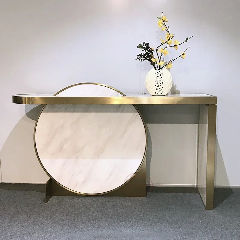 

Luxury stainless steel, metal marble, simple corridor, corridor, creative design, hallway partition porch table
