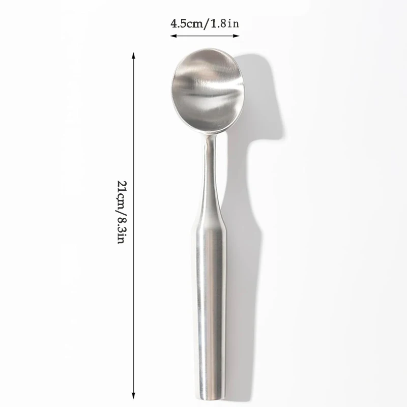 Heavy-duty 304 Stainless Steel Ice Cream Scoop with Ergonomic Handle, One-Piece Cream Spoon for Cookie Dough Gelato Sorbet