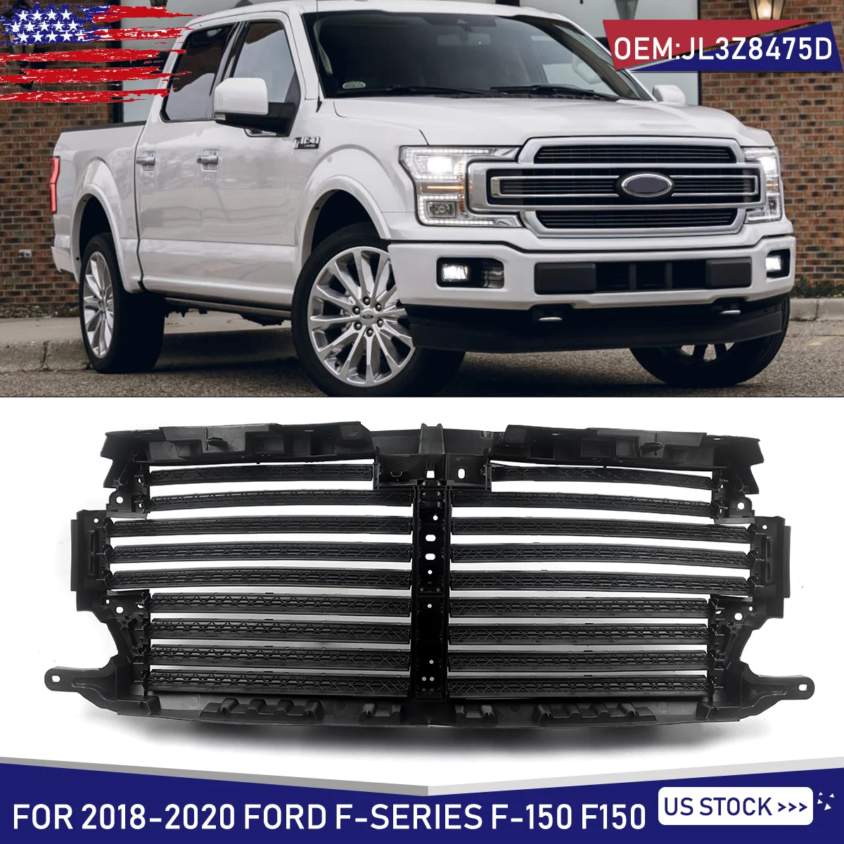 

Upper Radiator Grille Air Shutter Control Assembly Fit For Ford F150 F-150 2018-2020 Front Grilles Mesh Cover Front Inlet Grid