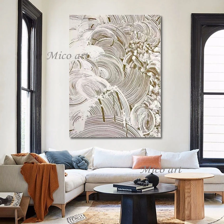 

Beautiful Painting Artistic Wall Unframed Abstract Hand-painted Line Design Art Picture On Canvas Large Coffee House Decor