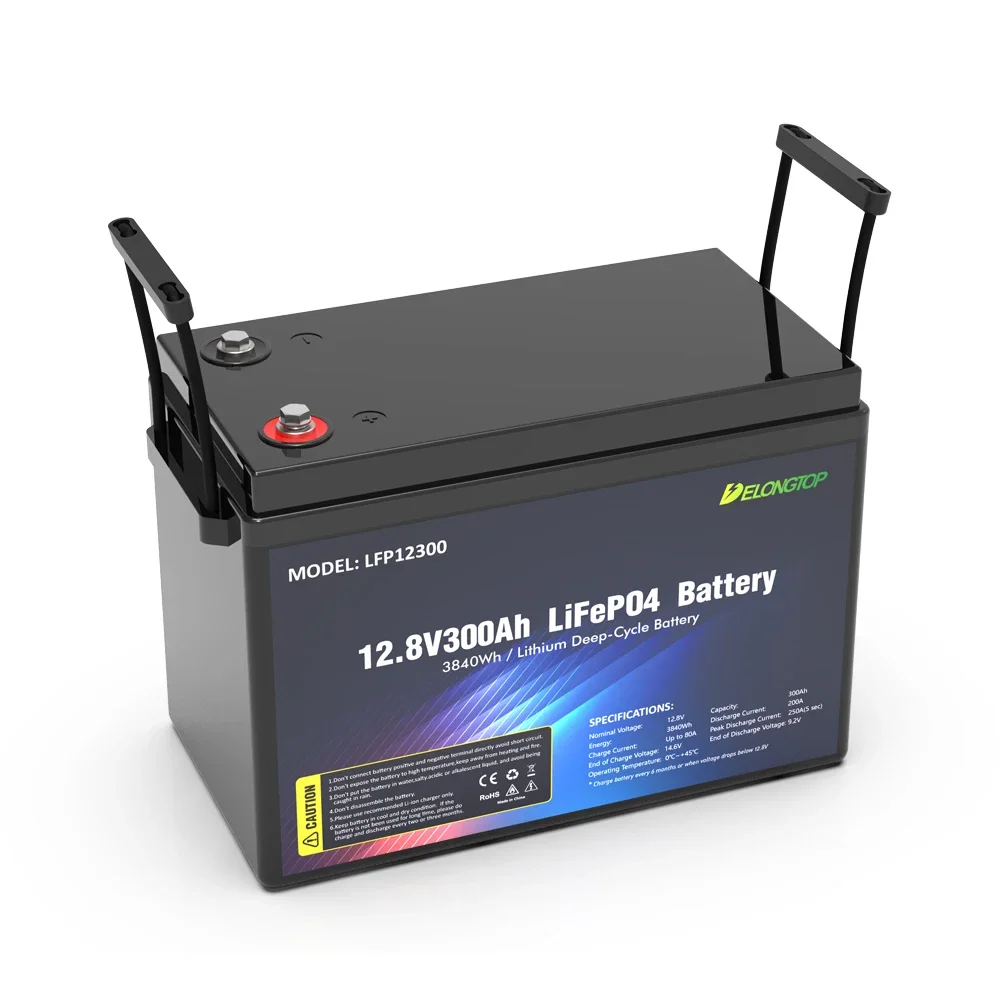 RV Battery Lithium 12V 300AH LiFePO4 Battery Pack Built in BMS for Solar Camping Car/ Caravan/ Motorhome and Camper Van Use