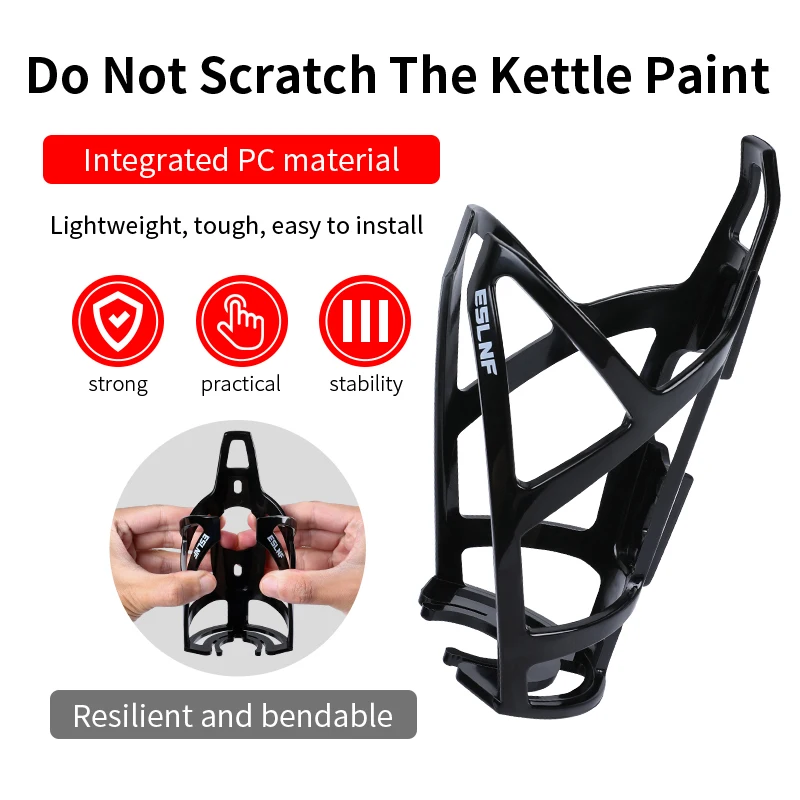 Bicycle Water Bottle Holder Lightweight PC - Integrated Shape Bike Mount Anti-Slip for MTB/Road Cycling, Easy Installation