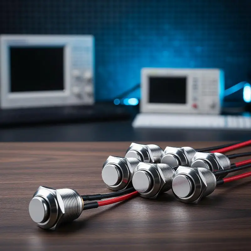 Momentary Push Button Switch 5 Pack 12mm Round Head Stainless Steel 1NO with Cable for Vending Machine Part Replacement