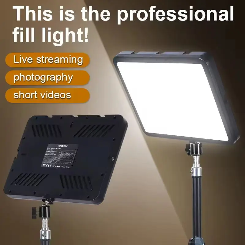 Ambitful 280 LED Video Light 2800K-7000K Panel Light Studio Fill Lamp Photography Lighting Photo w Light Stand for Live Stream
