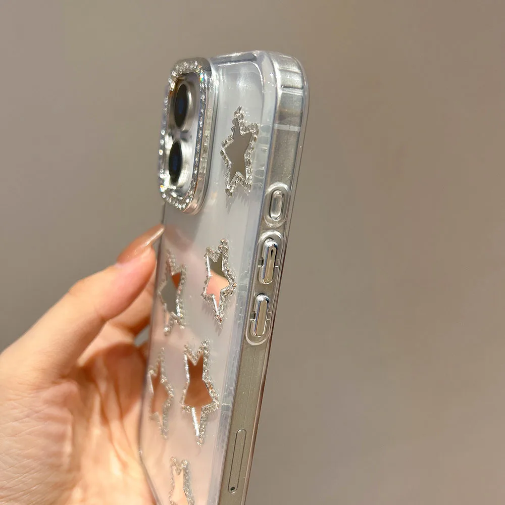 حافظة لهاتف آيفون 11 12 13 14 15 16 برو ماكس شفافة من الأكريليك الصلب بلينغ آيفون غطاء من البولي يوريثان الحراري