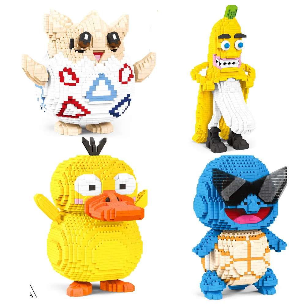 2100pcs+ Pokemon Building Block Cartoon PsyDuck Squirtle Togepi Banana Micro Diamond Bricks Figures Model Toys For Children
