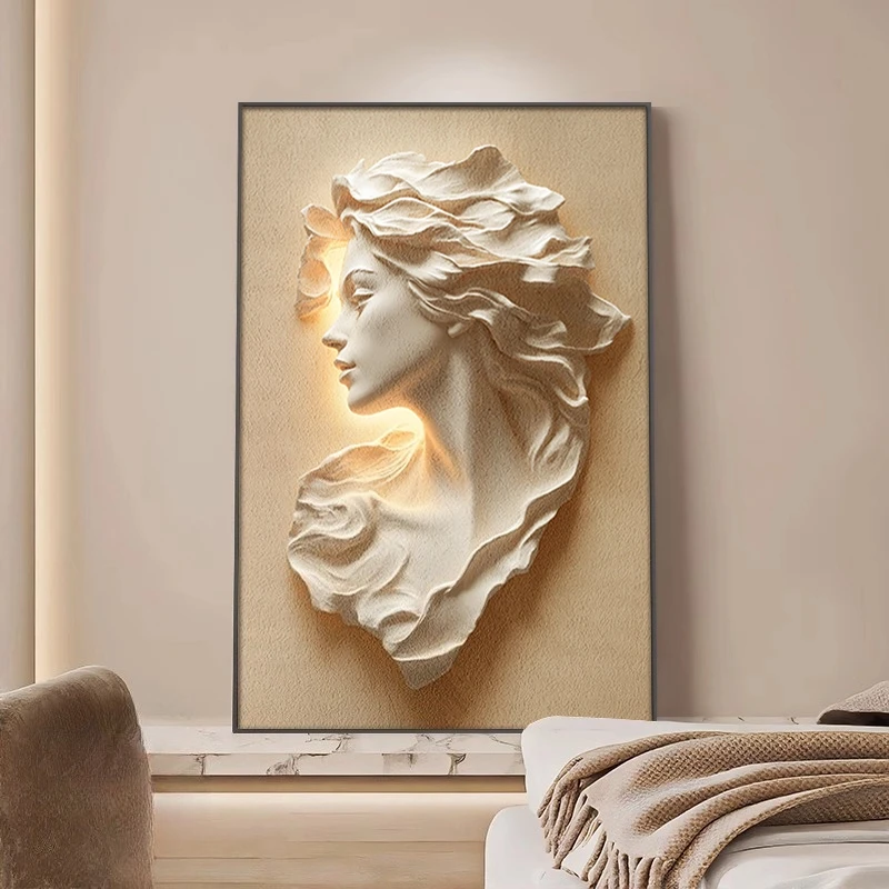 Minimally Abstract Entrance Hall Decor Painting Hallway Hanging Painting Background Wall Lighting LED Mural Light Wall Decorat