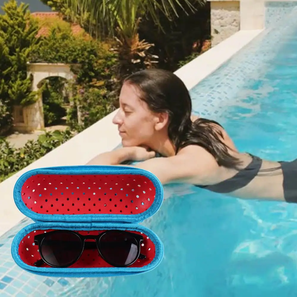 

Hollow Swim Goggle Case Portable Lightweight Zipper Eyeglasses Case EVA with Air Holes Glasses Protective Case Men